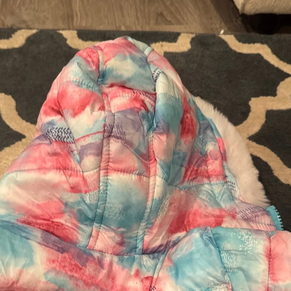 Aqua and pink Faux Fur Jacket - Picture 5 of 5